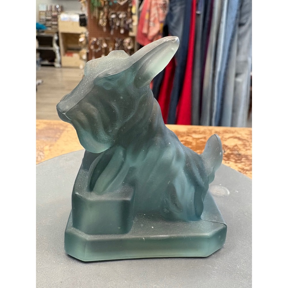 Boyd Glass Scottie JB Dog Figurine Black Satin Vintage Stamped